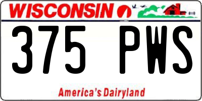 WI license plate 375PWS