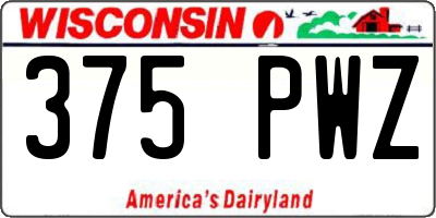 WI license plate 375PWZ