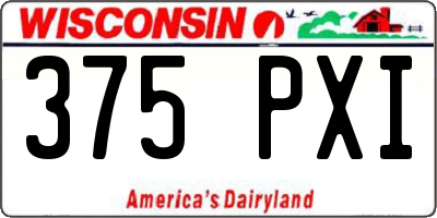 WI license plate 375PXI