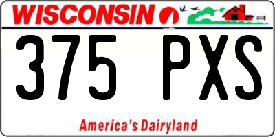 WI license plate 375PXS