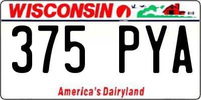 WI license plate 375PYA