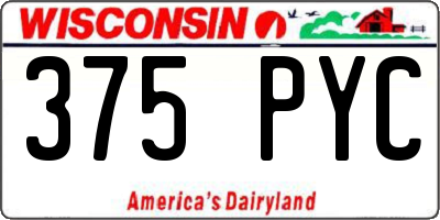 WI license plate 375PYC