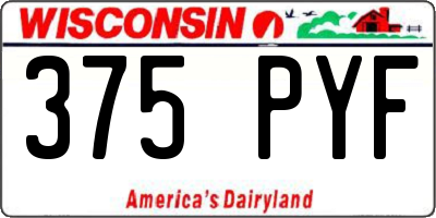 WI license plate 375PYF