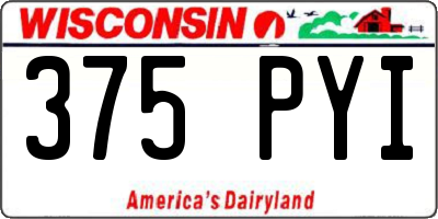 WI license plate 375PYI