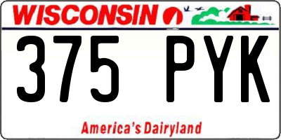 WI license plate 375PYK