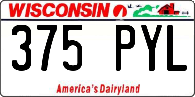 WI license plate 375PYL