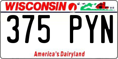 WI license plate 375PYN