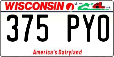 WI license plate 375PYO