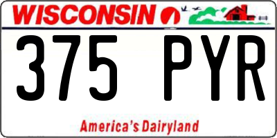 WI license plate 375PYR