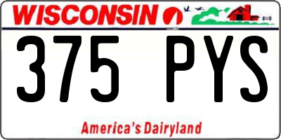 WI license plate 375PYS