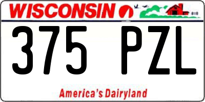 WI license plate 375PZL