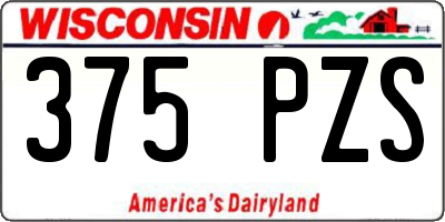 WI license plate 375PZS