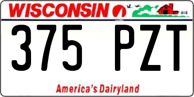 WI license plate 375PZT