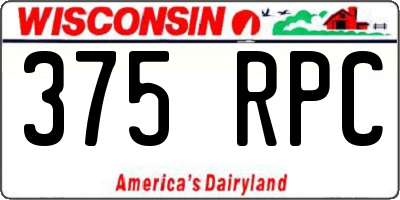 WI license plate 375RPC