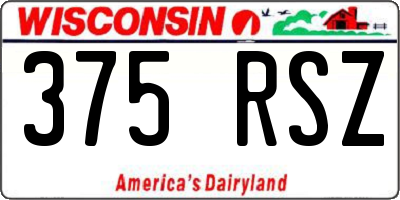 WI license plate 375RSZ