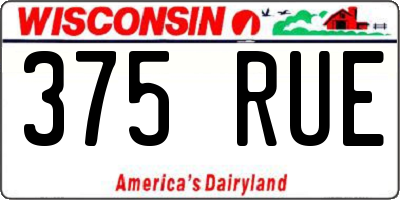 WI license plate 375RUE