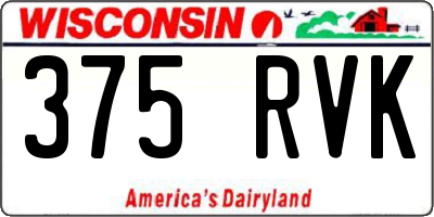 WI license plate 375RVK