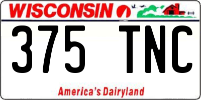 WI license plate 375TNC