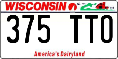 WI license plate 375TTO