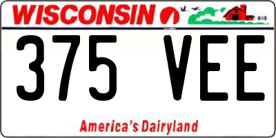 WI license plate 375VEE