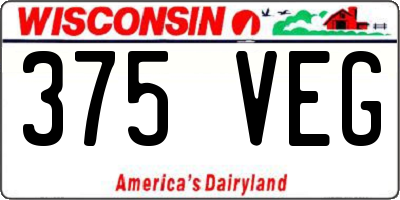 WI license plate 375VEG
