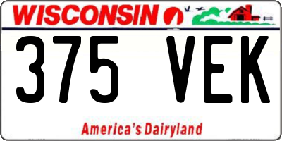 WI license plate 375VEK