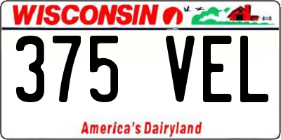 WI license plate 375VEL