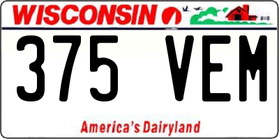WI license plate 375VEM