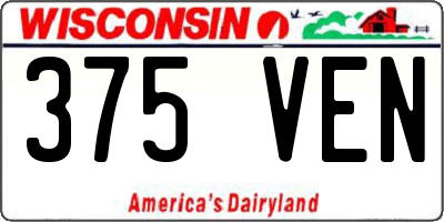 WI license plate 375VEN