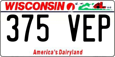 WI license plate 375VEP