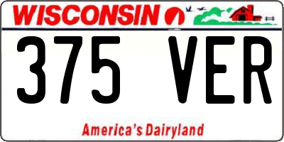 WI license plate 375VER