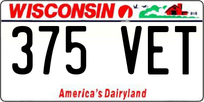 WI license plate 375VET