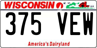 WI license plate 375VEW