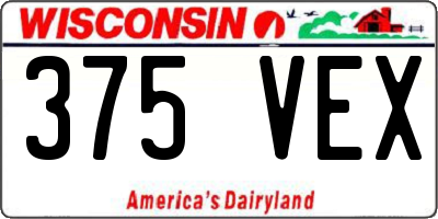 WI license plate 375VEX