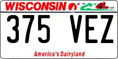 WI license plate 375VEZ