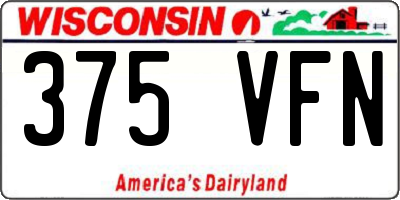 WI license plate 375VFN