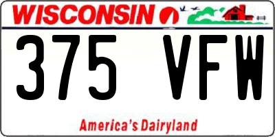 WI license plate 375VFW