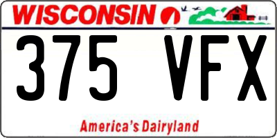 WI license plate 375VFX