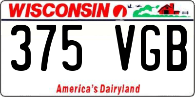 WI license plate 375VGB