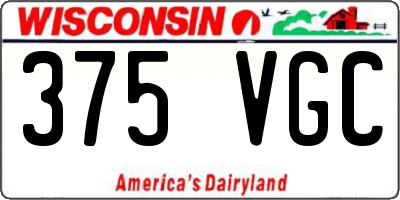 WI license plate 375VGC