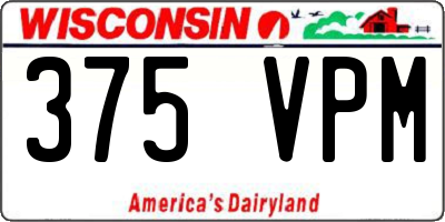 WI license plate 375VPM