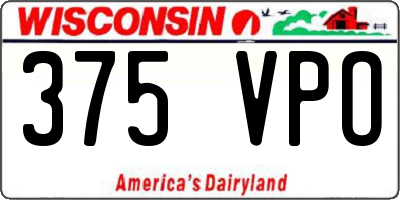 WI license plate 375VPO