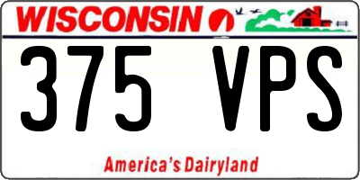 WI license plate 375VPS