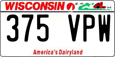WI license plate 375VPW