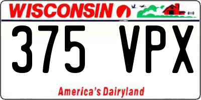 WI license plate 375VPX