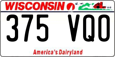 WI license plate 375VQO