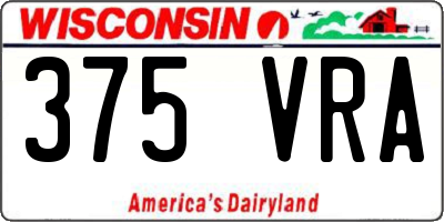 WI license plate 375VRA