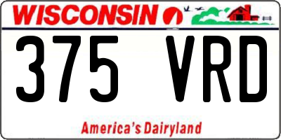 WI license plate 375VRD