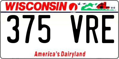 WI license plate 375VRE