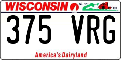 WI license plate 375VRG